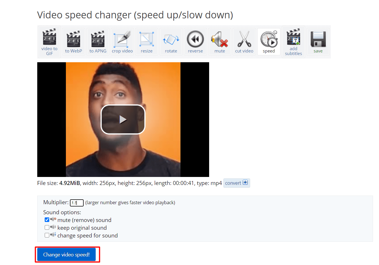 change video speed to 1.5x