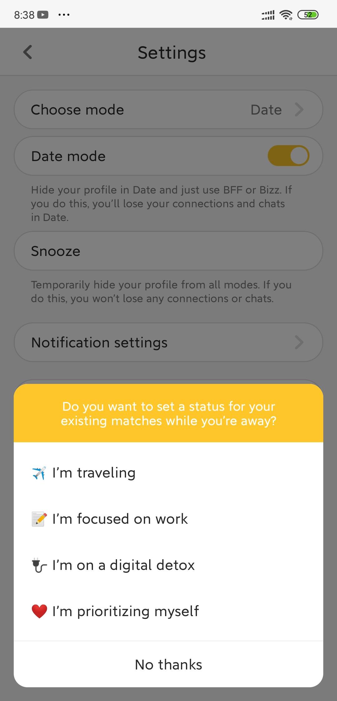 choose your display message how to delete bumble account