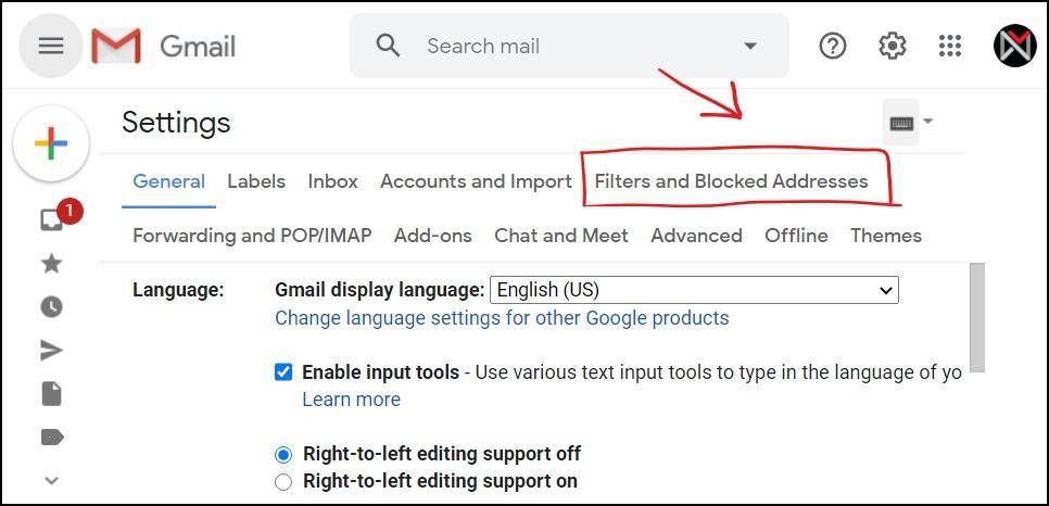 gmail filter add filters settings mrnoob