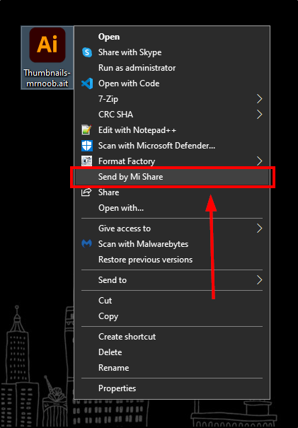 mi share windows context menu mrnoob