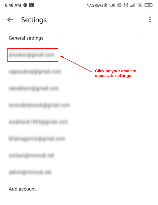 select email settings mrnoob