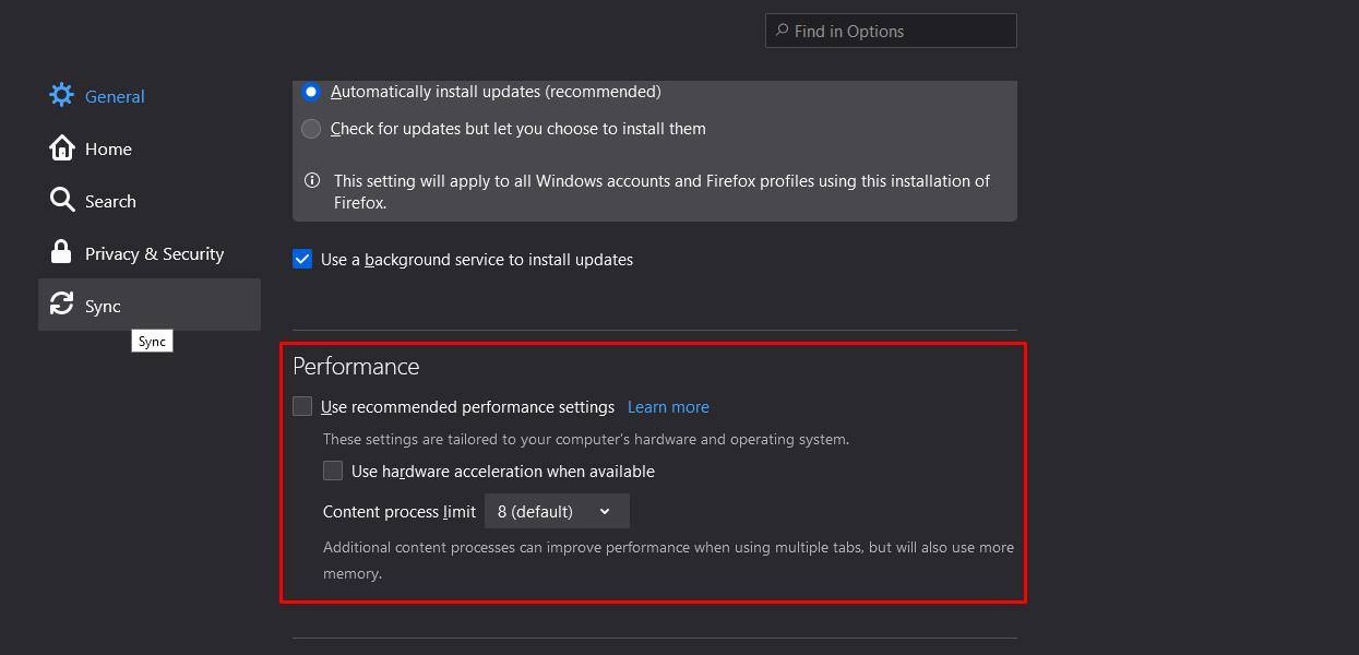 disable use hardware acceleration when available on mozilla firefox