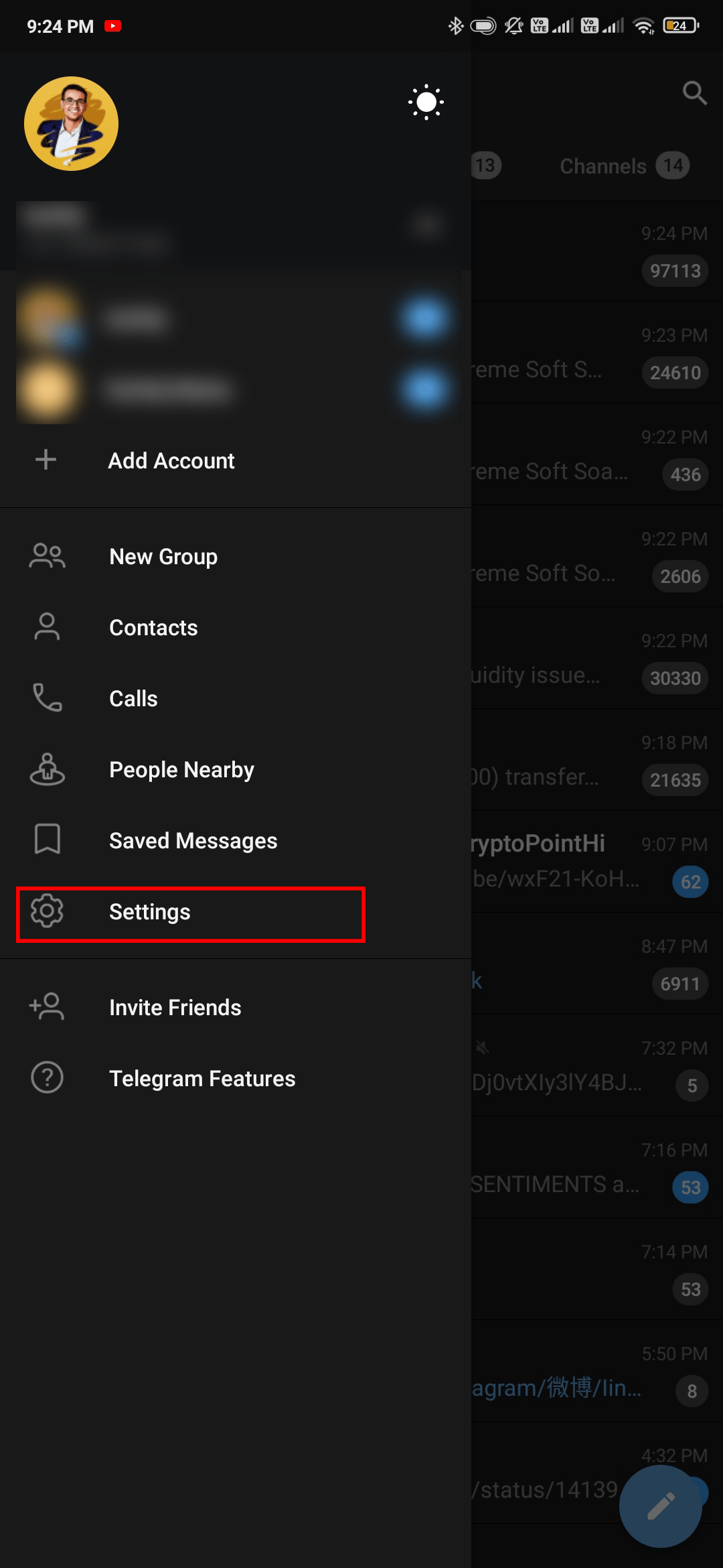 tap on the menu and tap on settings