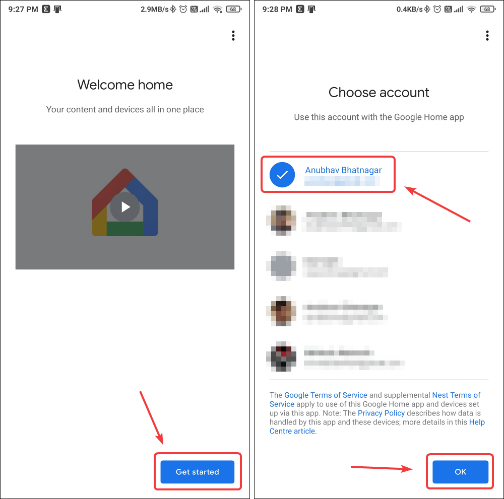 google home app add google account mrnoob