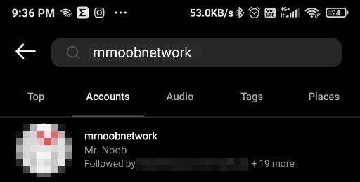 insta account not block mrnoob