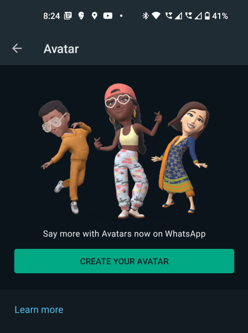 create your avatar add avatar in whatsapp