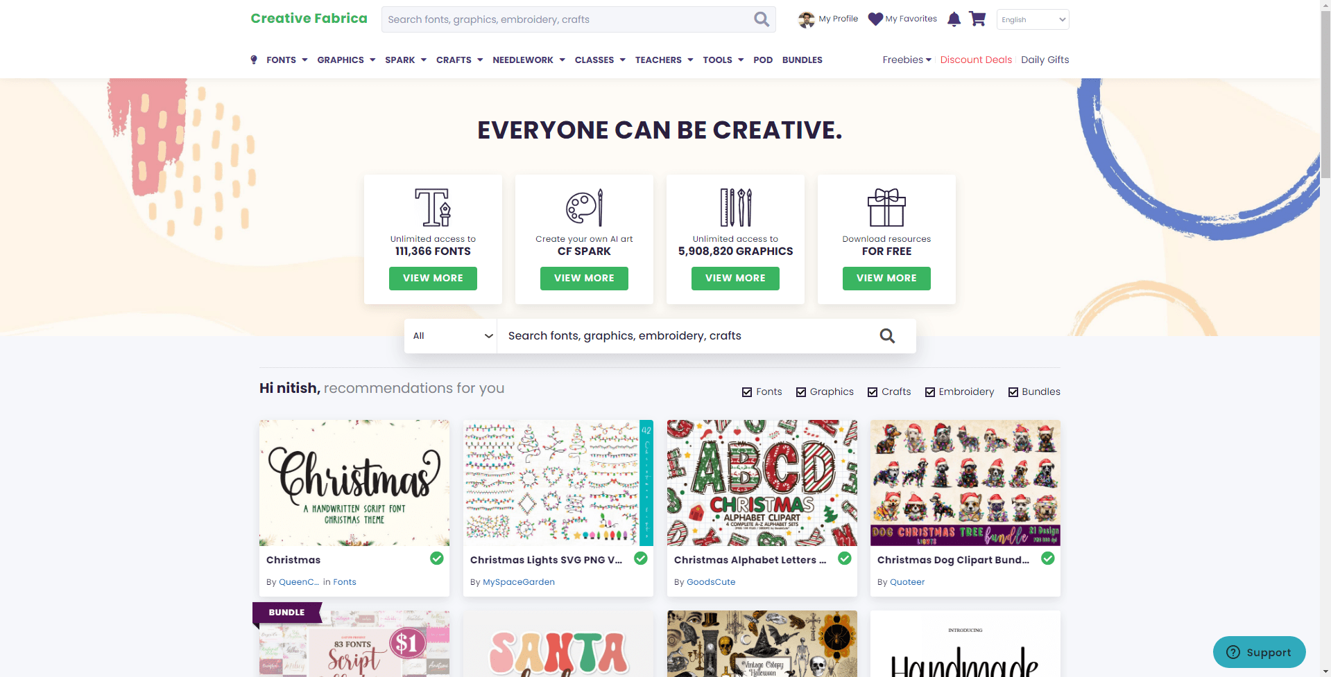 creative fabrica homepage upload fonts to canva