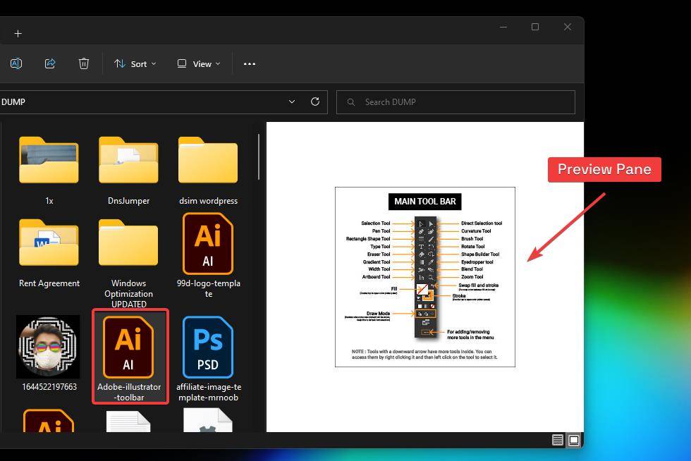 preview pane inside windows explorer