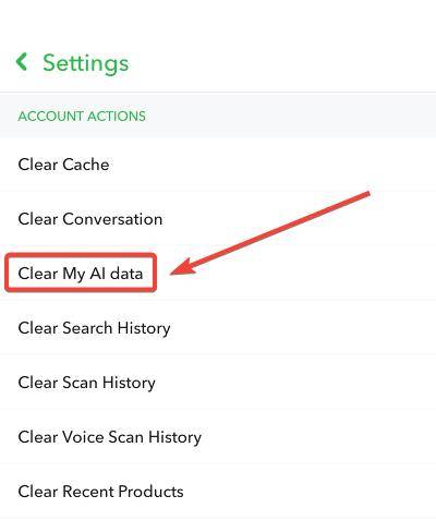 select clear my ai data on snapchat