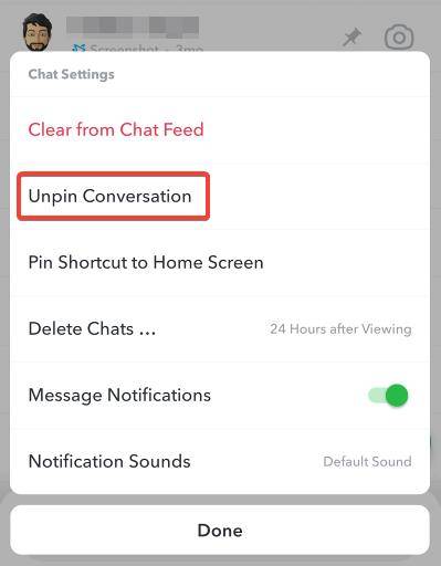 unpin my ai chat from snapchat chat screen