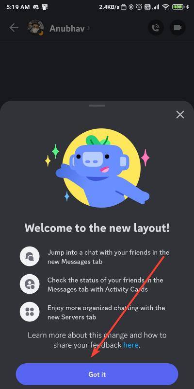 discord app new layout welcome screen