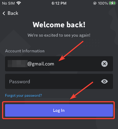 forgot your password link discord app