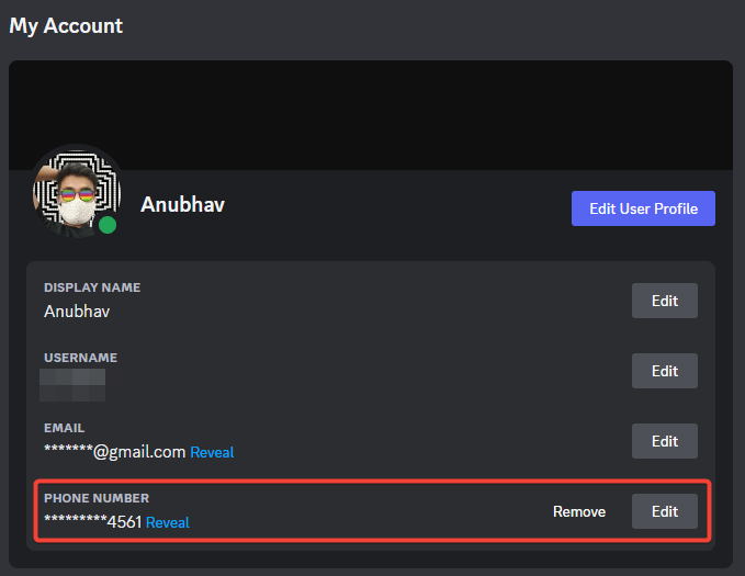 phone number added discord