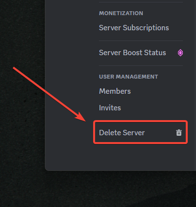 delete discord server option inside server settings delete discord server option inside server settings