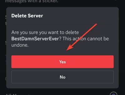 discord mobile delete server confirmation