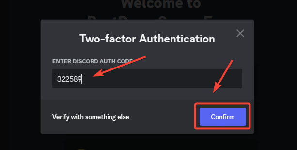 enter 2fa code to confirm deleting discord server