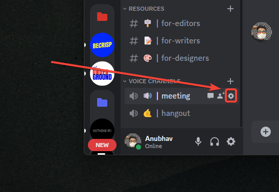 open voice channel settings discord pc